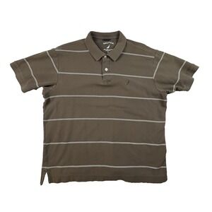 Nautica Men's L Brown Striped Polo SS Cotton SEE DESCRIPTION